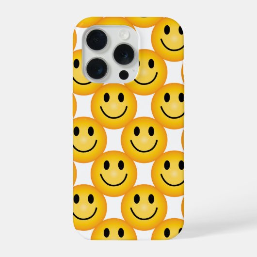 Yellow Smiley Emoji Happy Face Phone Case iPhoneケース (裏面)