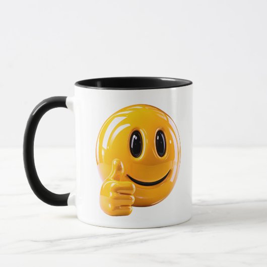 Yellow Smiley Face Thumbs Up Illustration マグカップ (左)