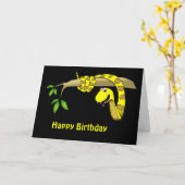 Yellow Snake in a Tree Reptile誕生日 カード (黄色い花)