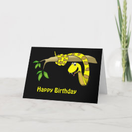 Yellow Snake in a Tree Reptile誕生日 カード