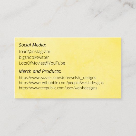 Yellow Social calling card-Disc Golf 名刺 (裏面)