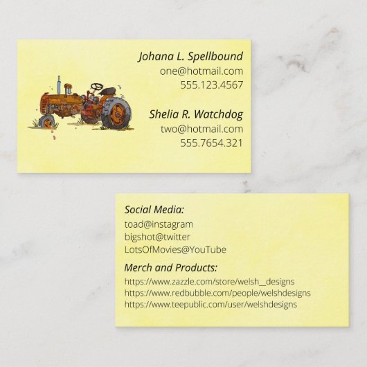 Yellow Social introduction calling card-tractor 名刺 (正面/裏面)