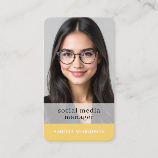Yellow Social Media Manager QR Code Photo 名刺 (正面)