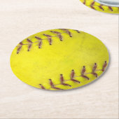 Yellow Softball  ラウンドペーパーコースター (アングル)