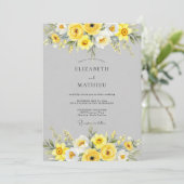 Yellow Sophisticated Floral Wedding 招待状 (スタンド正面)