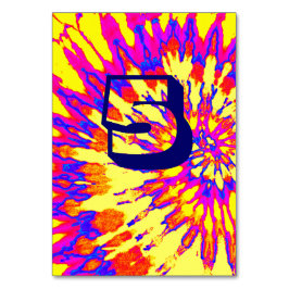 Yellow Spiral Tie Dye Wedding Table Five テーブルナンバー