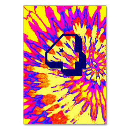 Yellow Spiral Tie Dye Wedding Table Four テーブルナンバー