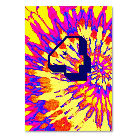 Yellow Spiral Tie Dye Wedding Table Four テーブルナンバー (正面)