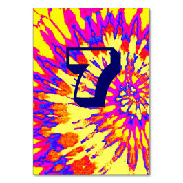 Yellow Spiral Tie Dye Wedding Table Seven テーブルナンバー