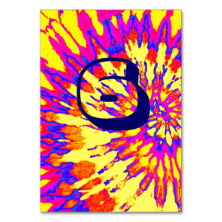 Yellow Spiral Tie Dye Wedding Table Six テーブルナンバー