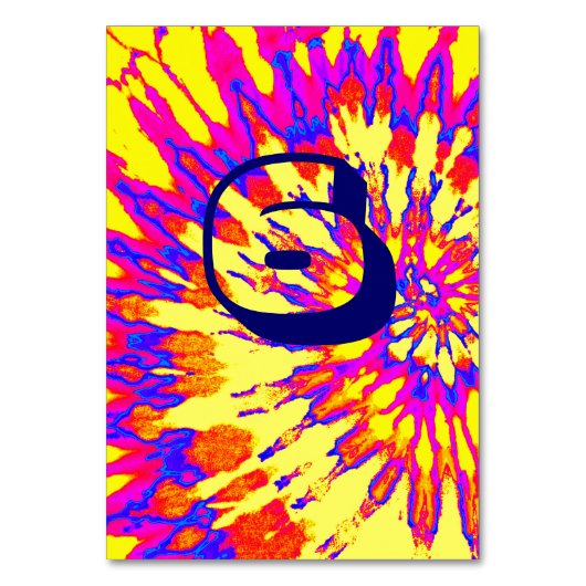 Yellow Spiral Tie Dye Wedding Table Six テーブルナンバー (正面)