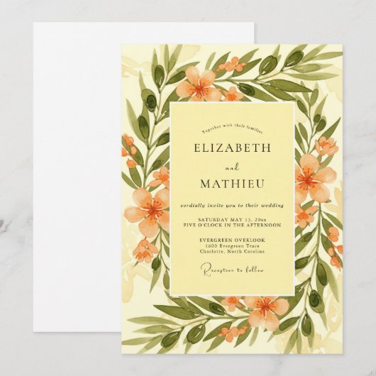 Yellow Splendid Tuscan Wedding 招待状 (正面/裏面)