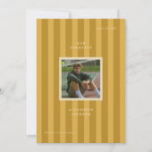 Yellow Sporty Stripes Graduation Photo  案内状 (正面)
