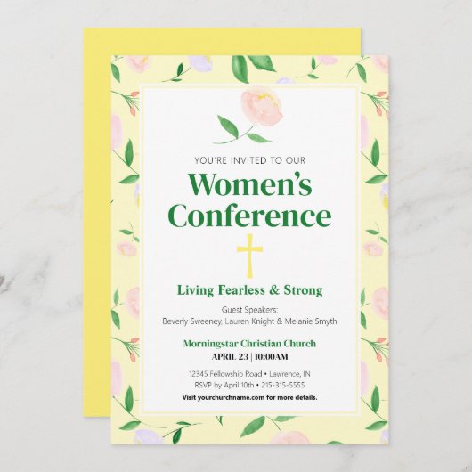 Yellow Spring Floral Women's Conference Invitation 招待状 (正面/裏面)