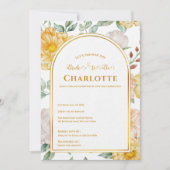 Yellow Spring Garden Floral Arch Bridal Shower 招待状 (正面)