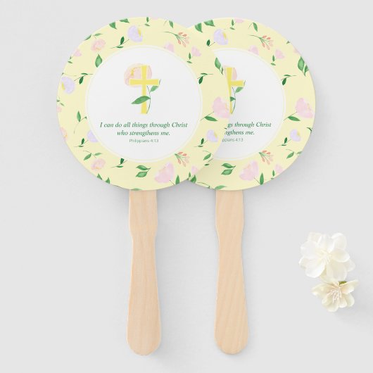 Yellow Spring Watercolor Floral  ハンドファン (正面&裏面)