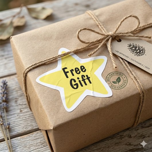 Yellow Star “Free Gift” Packaging Eco-Friendly Lab 星シール