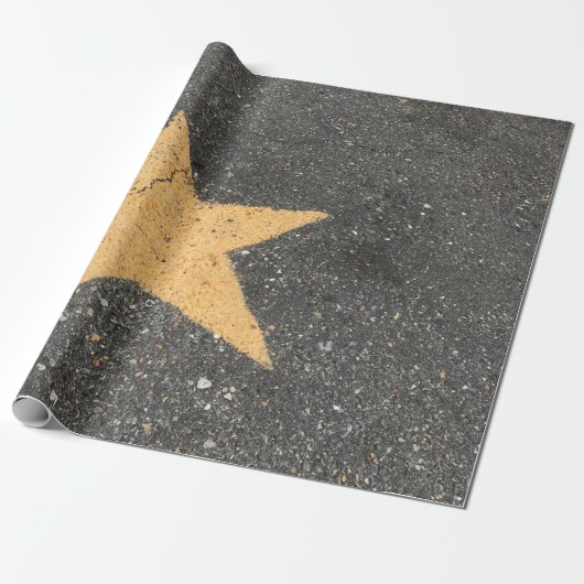 Yellow star-printed pavement ラッピングペーパー (アンロールド)