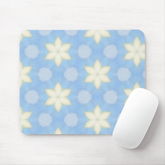 Yellow stars on blue geometric pattern mousepad マウスパッド (マウス)