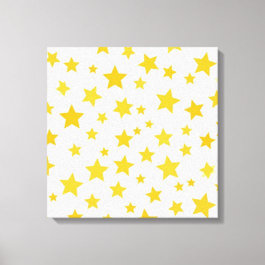 yellow stars on white background キャンバスプリント (正面)
