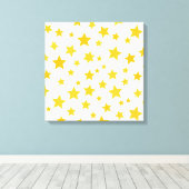 yellow stars on white background キャンバスプリント (インサイチュ (ウッドフロア))
