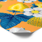 Yellow strawberries on orange ポスター (角)