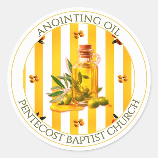 Yellow Stripe Anointing Oil Church Favor Gift ラウンドシール (正面)