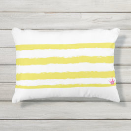 Yellow stripes and a pink crown Accent Pillow アウトドアクッション
