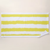Yellow stripes and a pink crown Beach Towel ビーチタオル (正面)