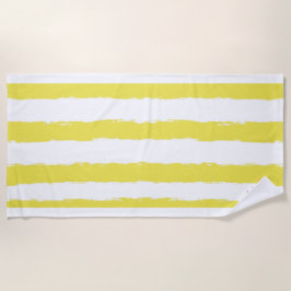 Yellow stripes and a pink crown Beach Towel ビーチタオル