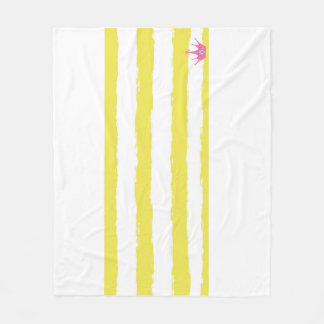 Yellow stripes and a pink crown Fleece Blanket フリースブランケット