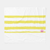 Yellow stripes and a pink crown Fleece Blanket フリースブランケット (正面(横))