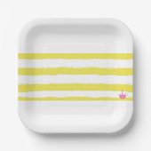 Yellow stripes and a pink crown Paper Plate ペーパープレート (正面)