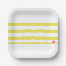 Yellow stripes and a pink crown Paper Plate ペーパープレート