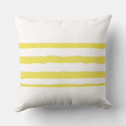 Yellow stripes and a pink crown Throw Pillow クッション (裏面)
