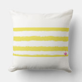 Yellow stripes and a pink crown Throw Pillow クッション (正面)
