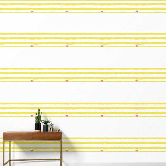 Yellow stripes and a pink crown Wallpaper 壁紙 (廊下)