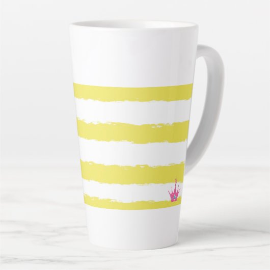 Yellow stripes and a pink Latte Mug カフェラテマグ (右アングル)