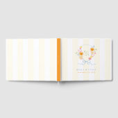 Yellow Stripes Bow Crest Monogram Spring Wedding ゲストブック (全面)