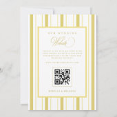 Yellow Stripes Elegant QR Code RSVP Summer Wedding 招待状 (裏面)