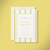 Yellow Stripes Elegant QR Code RSVP Summer Wedding 招待状