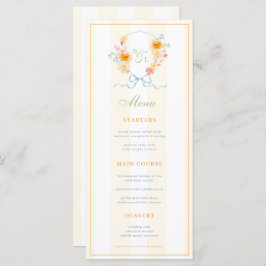 Yellow Stripes & Floral Crest Spring Wedding Menu メニュー