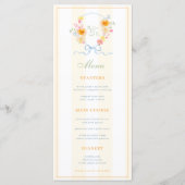 Yellow Stripes & Floral Crest Spring Wedding Menu メニュー (正面)