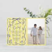 Yellow Stripes Italian Ciao Baby Shower Photo  招待状 (スタンド正面)