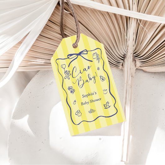 Yellow Stripes Italian Themed Ciao Baby ギフトタグ