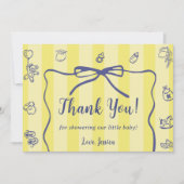 Yellow Stripes Italian Themed Ciao Baby サンキューカード (正面)