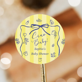 Yellow Stripes Italian Themed Ciao Baby  ラウンドシール