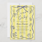 Yellow Stripes Italian Themed Ciao Baby Shower 招待状 (正面)