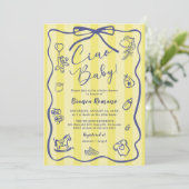 Yellow Stripes Italian Themed Ciao Baby Shower 招待状 (スタンド正面)