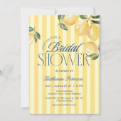 Yellow Stripes Lemon Bridal Shower Invitation 招待状 (正面)